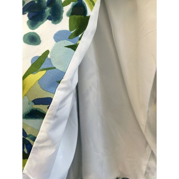 NWOT Ellen Tracy Jacket Blue Green Watercolor Open 14 Mandarin Collar MSRP $398 - Picture 5 of 5